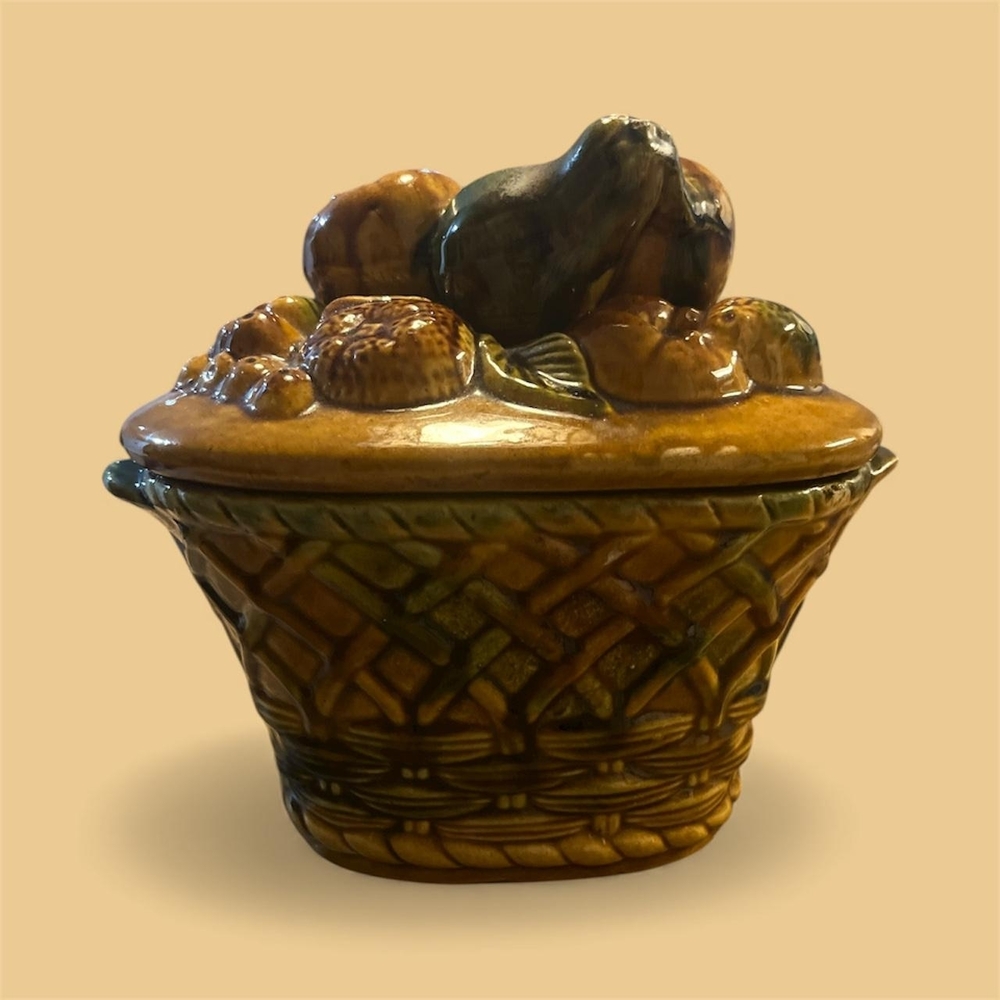 Artisan Ceramic Basket with Earthy Tones